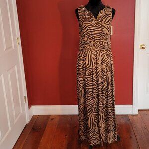 Linen Tiger print dress with embellishments